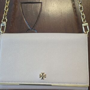 Tory Burch Light Beige Crossbody Bag with Gold Chain